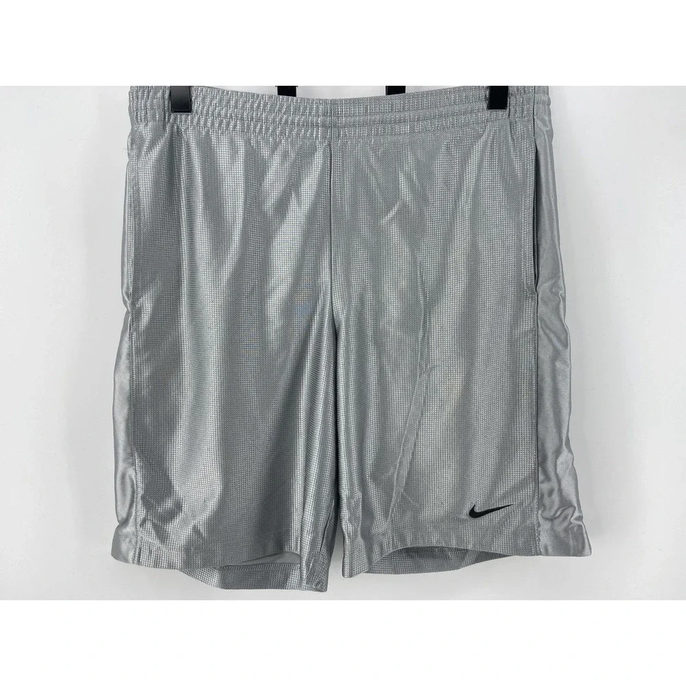 Y2K Nike Basketball Shorts Mens Medium Silver Dazzle 9